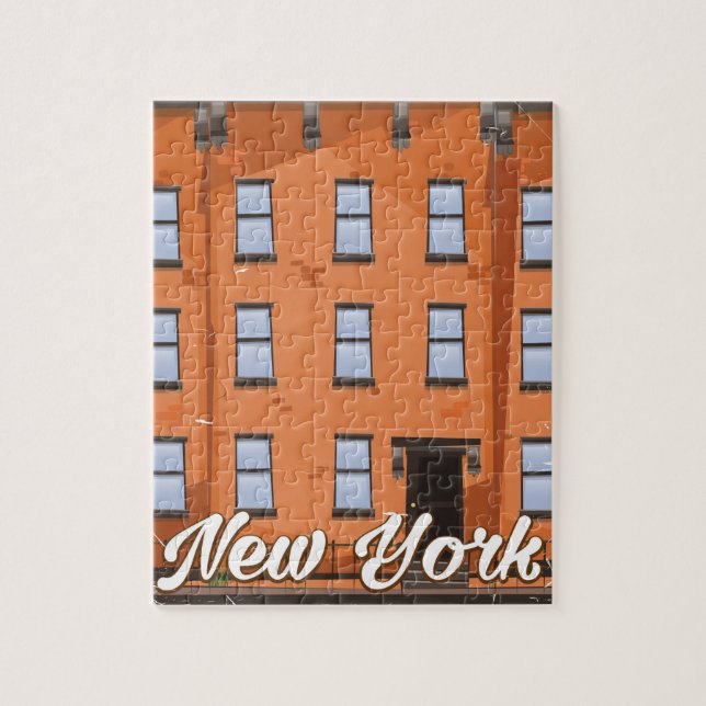 Puzzle Affiche de voyage de New York Brownstone dessin an (Vertical)