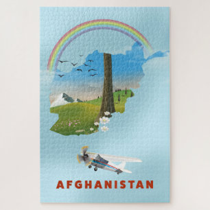 Puzzle Affiche de voyage de paysage de carte de l'Afghani