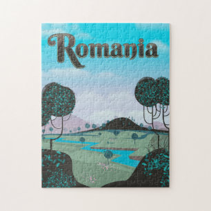 Puzzle Affiche de voyage de paysage vintage de Roumanie