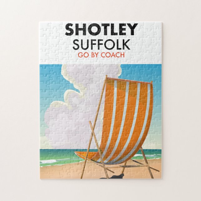 Puzzle Affiche de voyage de plage Shotley suffolée (Vertical)