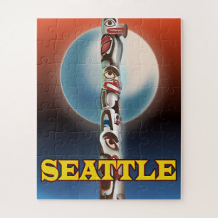 Puzzle Affiche de voyage de Seattle Totem pole
