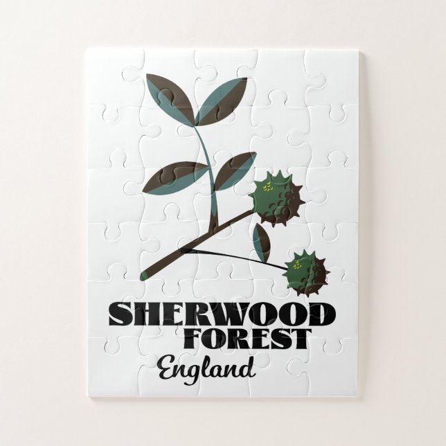 Puzzle Affiche de voyage de Sherwood Forest Angleterre (Vertical)