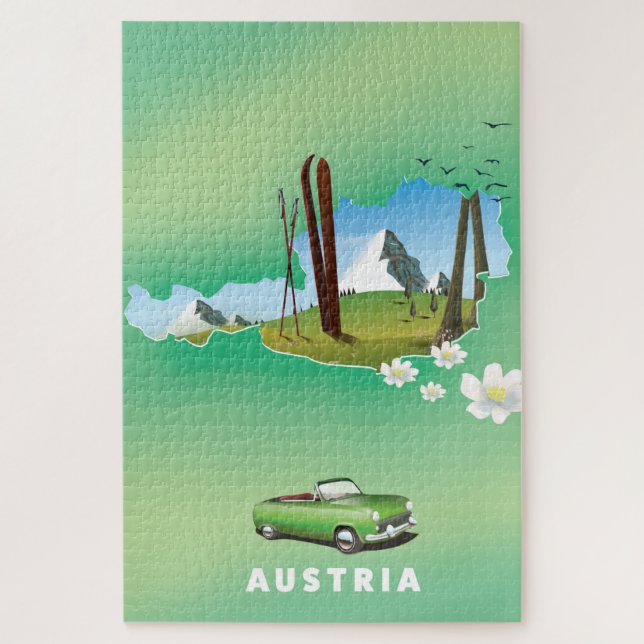 Puzzle Affiche de voyage de ski en Autriche (Vertical)