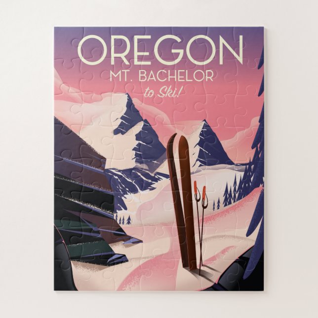 Puzzle Affiche de voyage de ski Mt.Bachelor Oregon (Vertical)