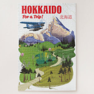 Puzzle Affiche de voyage de style vintage japon Hokkaido