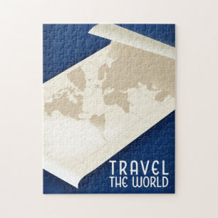 Puzzle Affiche de voyage de style vintage «Parcourez le m