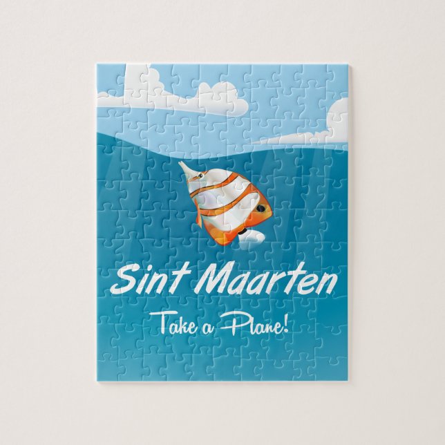 Puzzle Affiche de voyage de vacances de Sint Maarten dess (Vertical)