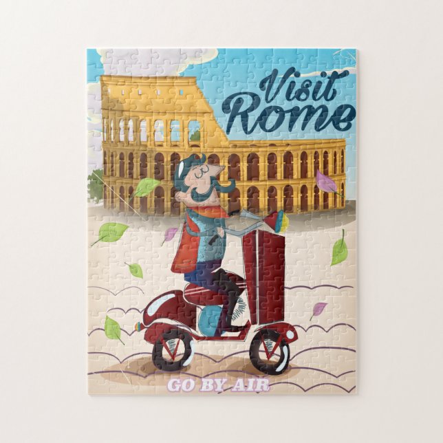 Puzzle Affiche de voyage dessin animé Visite Rome (Vertical)