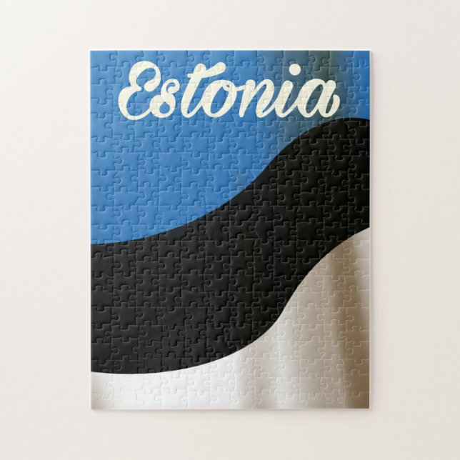 Puzzle Affiche de voyage du drapeau national estonien (Vertical)