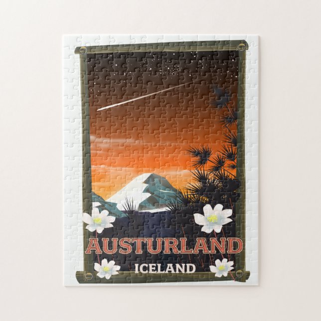 Puzzle Affiche de voyage en Austurland Islande (Vertical)