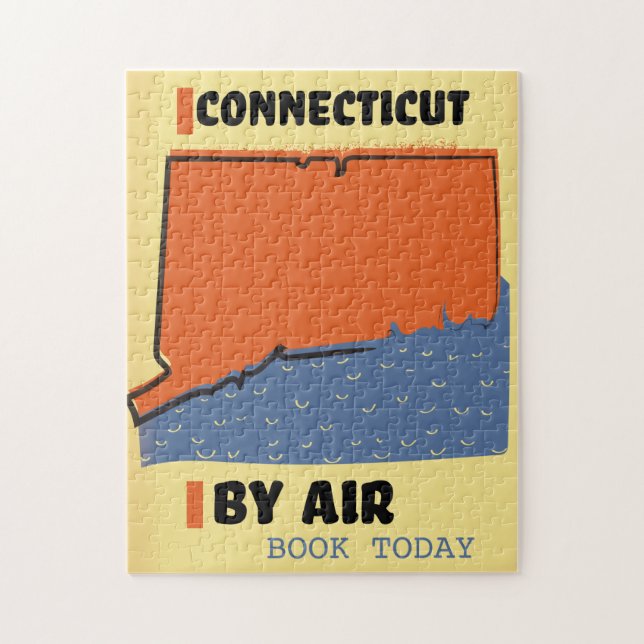 Puzzle Affiche de voyage en avion du Connecticut (Vertical)