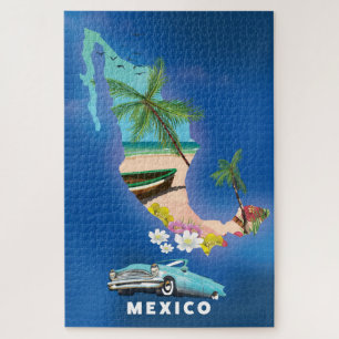 Puzzle Affiche de voyage illustration carte du Mexique.