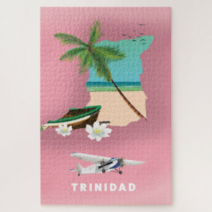 Puzzle Affiche de voyage illustrée carte de Trinité-et-To