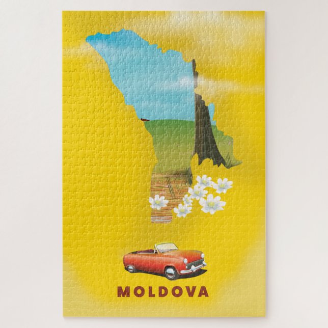 Puzzle Affiche de voyage illustrée de la carte de la Mold (Vertical)