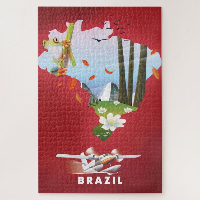 Puzzle Affiche de voyage illustrée du Brésil. (Vertical)