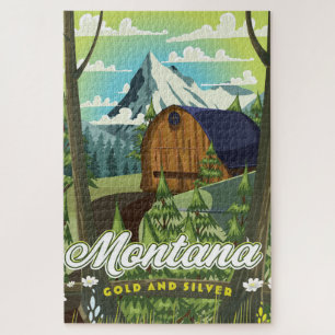 Puzzle Affiche de voyage "Montana Or et Argent"