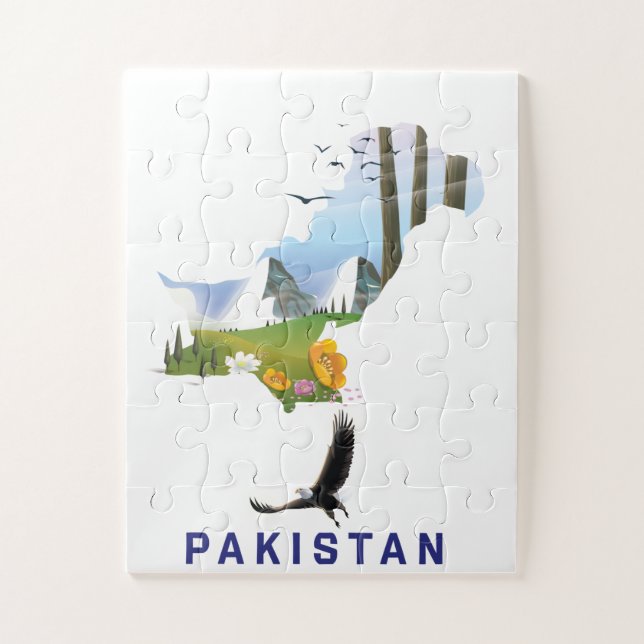 Puzzle Affiche de voyage Pakistan carte (Vertical)