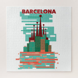 Puzzle Affiche de voyage rétro Barcelone