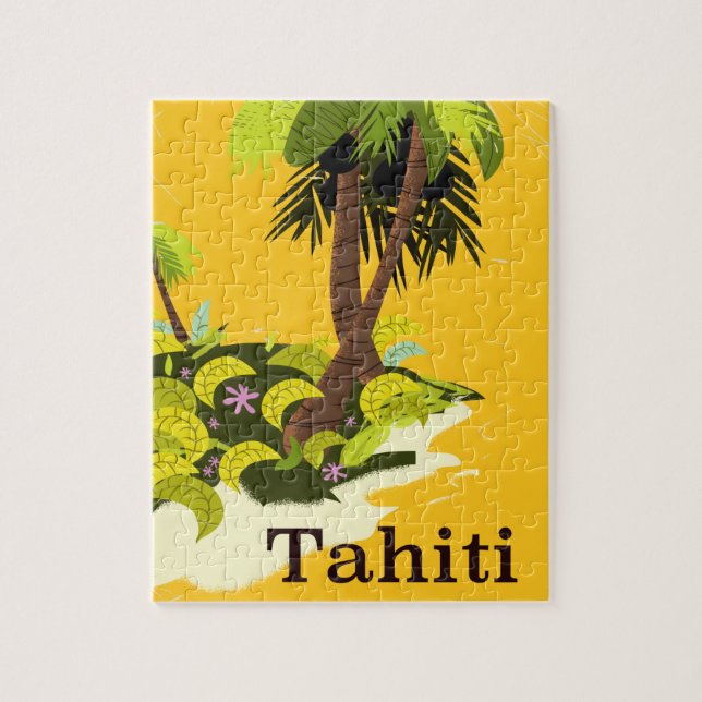 Puzzle Affiche de voyage rétro Tahiti (Vertical)