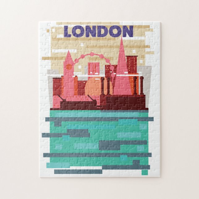 Puzzle Affiche de voyage sur la skyline de Londres. (Vertical)