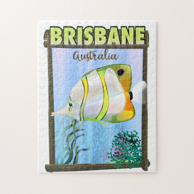 Puzzle Affiche de voyage tropical à Brisbane Australie (Vertical)