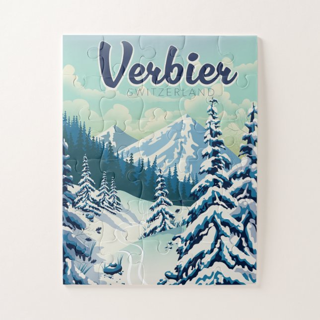 Puzzle Affiche de voyage Verbier Suisse (Vertical)