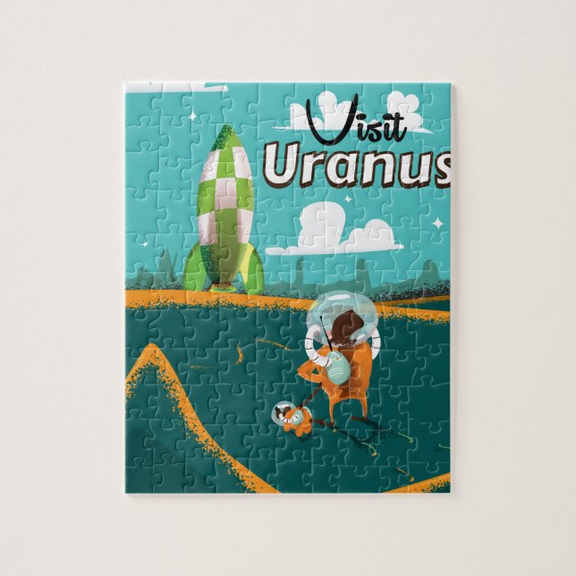 Puzzle Affiche de voyage vintage cartoon d'Uranus (Vertical)