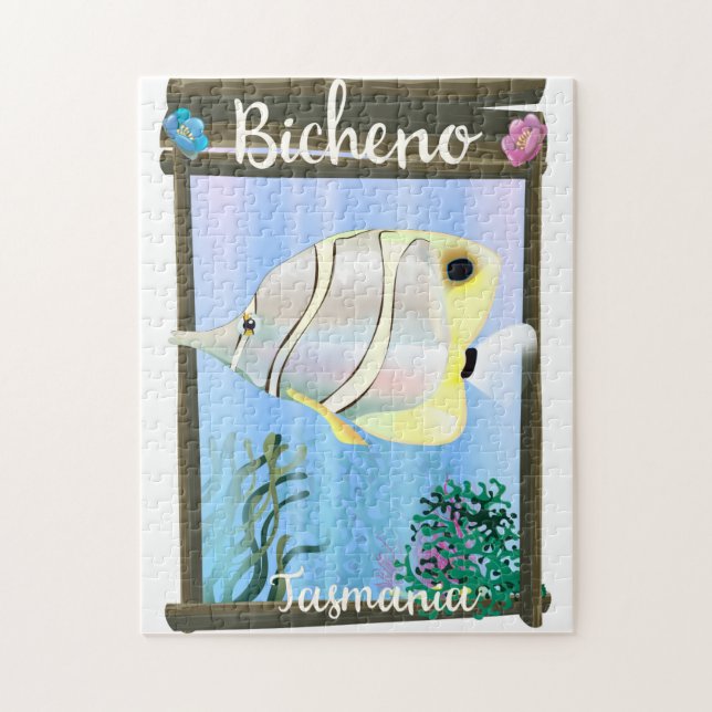 Puzzle Affiche de voyage vintage de Bicheno Tasmanie (Vertical)