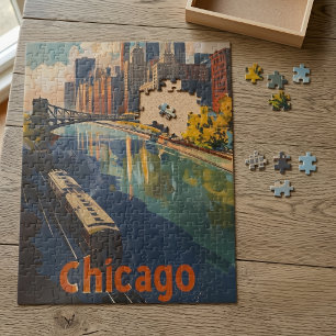 Puzzle Affiche de voyage vintage de Chicago