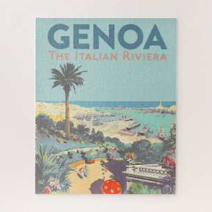 Puzzle Affiche de voyage vintage de Gênes Riviera italien