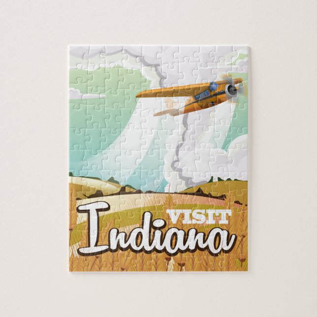 Puzzle Affiche de voyage vintage de l'Indiana (Vertical)