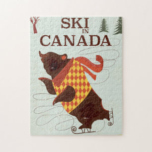 Puzzle Affiche de voyage vintage de ski au Canada