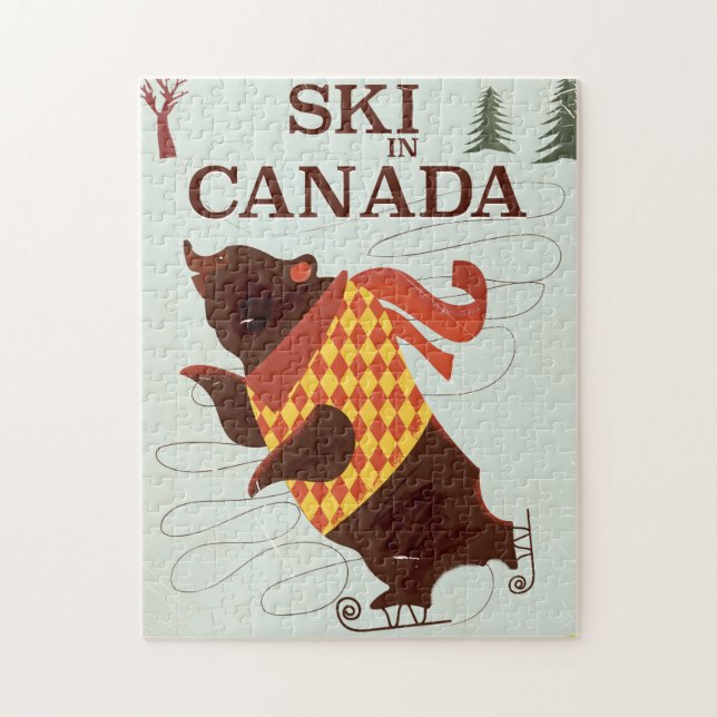 Puzzle Affiche de voyage vintage de ski au Canada (Vertical)