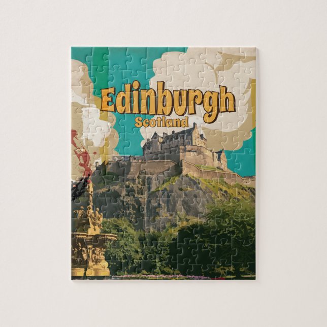 Puzzle Affiche de voyage vintage d'Édimbourg (Vertical)