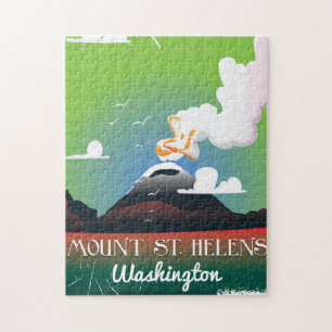 Puzzle Affiche de voyage vintage du mont St. Helens.