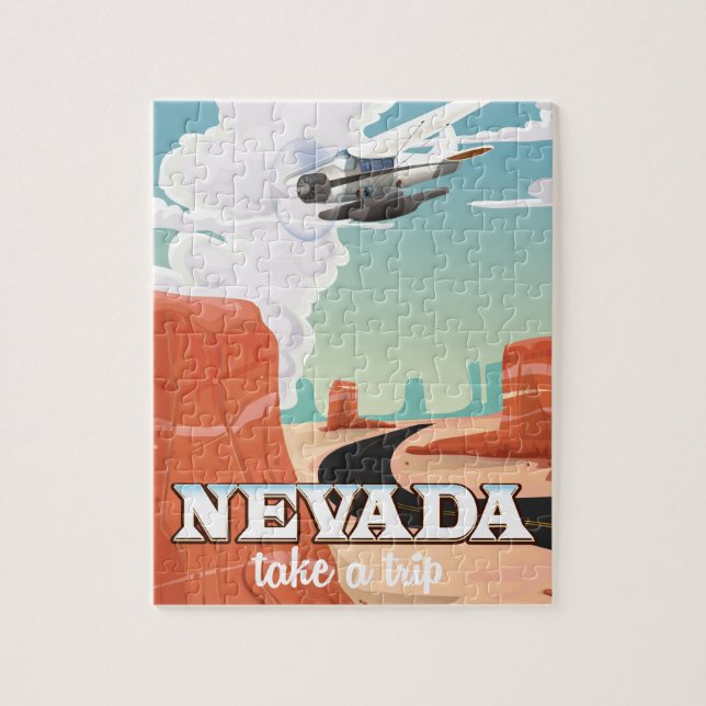 Puzzle affiche de voyage vintage du Nevada State (Vertical)