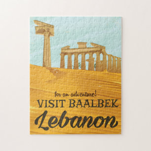 Puzzle Affiche de voyage vintage du Temple Liban de Baalb