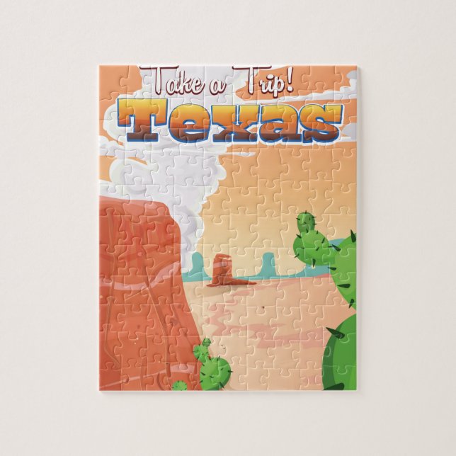 Puzzle Affiche de voyage vintage du Texas (Vertical)