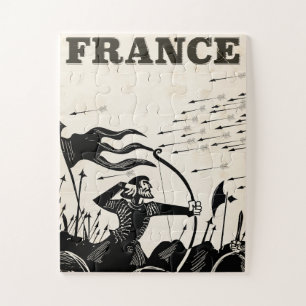 Puzzle Affiche de voyage vintage France. voiture médiéval