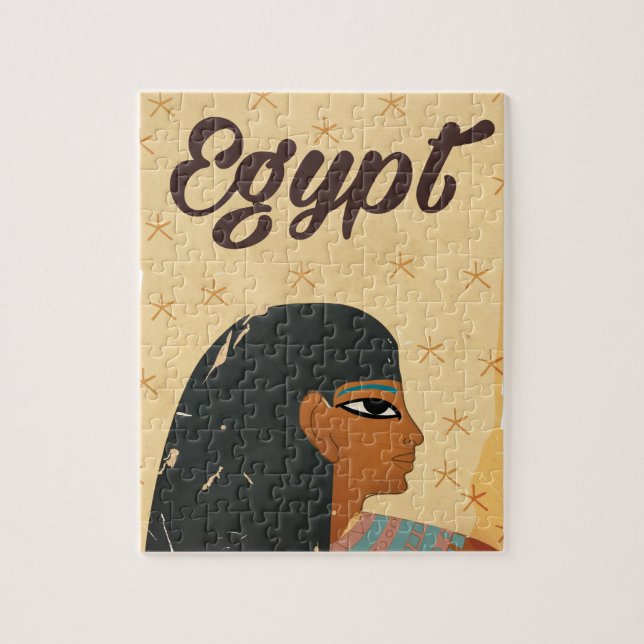 Puzzle Affiche de voyage vintage hiéroglyphes d'Égypte (Vertical)