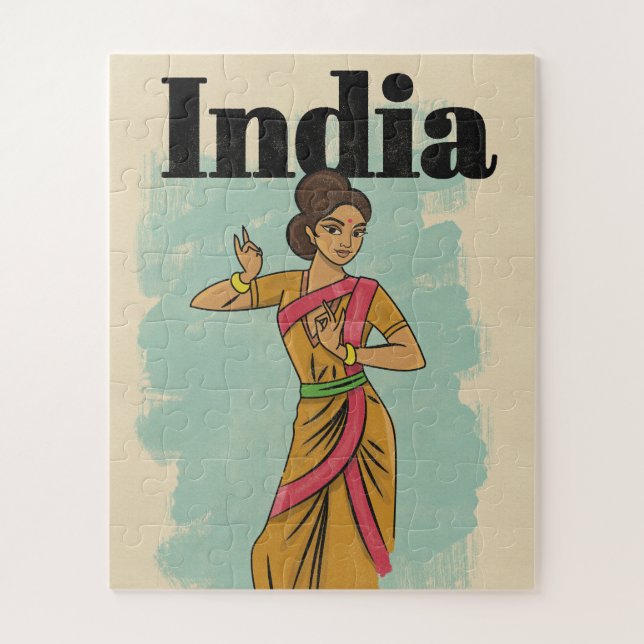 Puzzle Affiche de voyage vintage Inde (Vertical)