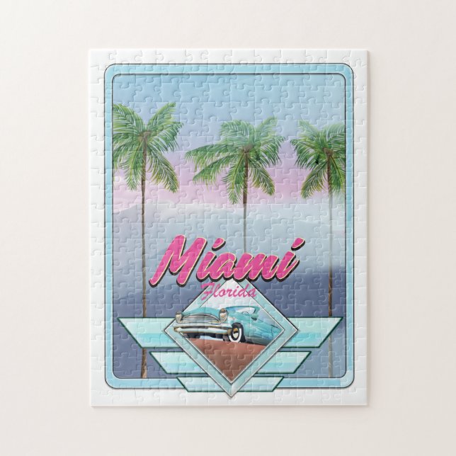 Puzzle Affiche de voyage vintage Miami Floride (Vertical)