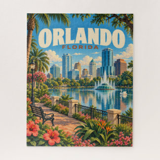 Puzzle Affiche de voyage vintage Orlando Floride Lac Eola