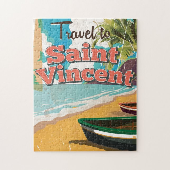 Puzzle Affiche de voyage vintage Saint-Vincent. (Vertical)