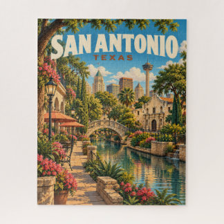 Puzzle Affiche de voyage vintage San Antonio Texas