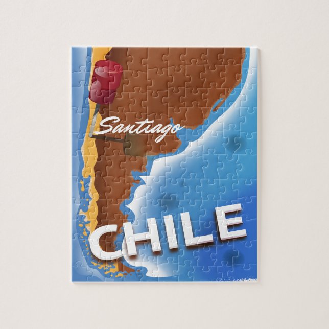 Puzzle Affiche de voyage vintage Santiago Chili (Vertical)