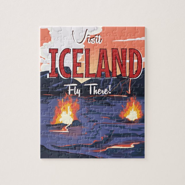 Puzzle Affiche de voyage vintage Visitez l'Islande (Vertical)