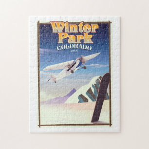 Puzzle Affiche de voyage vintage Winter Park colorado