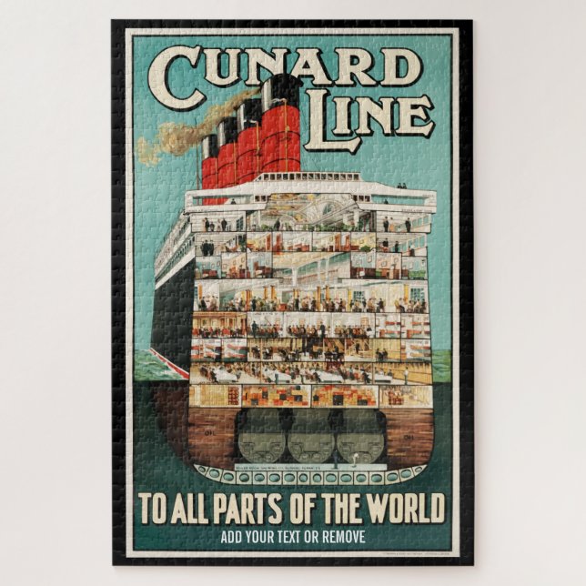 Puzzle Affiche rétro Cunard ocean liner luxe bateau à vap (Vertical)