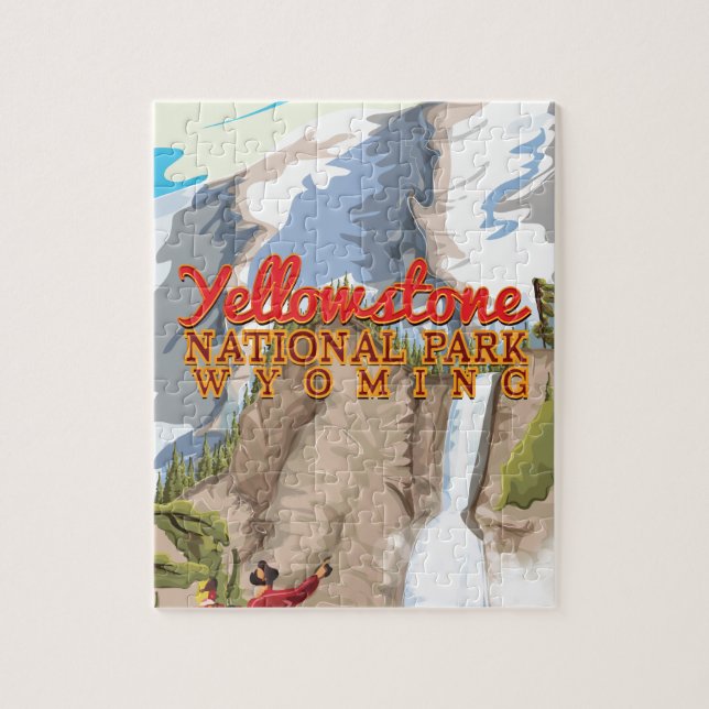 Puzzle Affiche vintage du parc national de Yellowstone (Vertical)